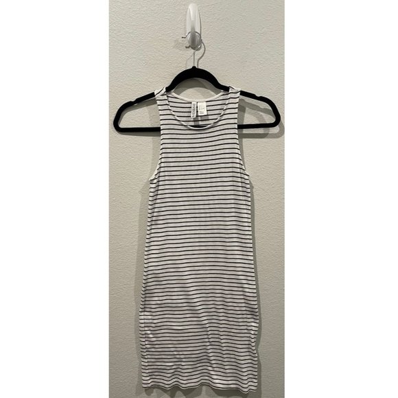 H&M Striped Sleeveless White And Black Midi Dress - Picture 1 of 3